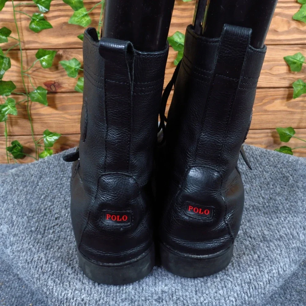 Polo Ralph Lauren Ranger Mens Boots Size 13 D Outdoor Combat Black Leather